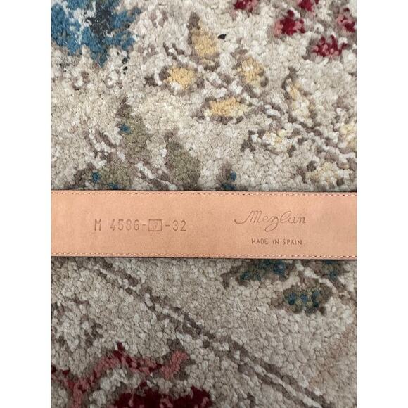 Mezlan Men's Brown Genuine Woven Leather Overlay Buckle Belt Size 32 - Picture 3 of 6